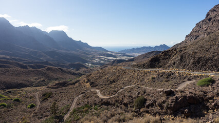 Mountain landscape. View from the observation deck - Mirador de San Nicolas. Gran Canaria. Canary Islands. Spain.