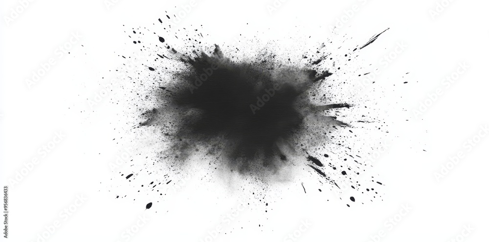 Poster isolated on transparent png are black charcoal dust and gunpowder with the effect of fragments explo