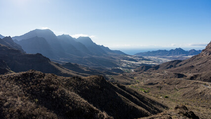 Mountain landscape. View from the observation deck - Mirador de San Nicolas. Gran Canaria. Canary Islands. Spain.