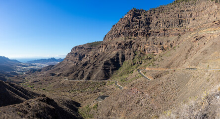 Mountain landscape. View from the observation deck - Mirador de San Nicolas. Gran Canaria. Canary Islands. Spain.