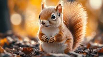 Close-up of an Adorable Red Squirrel