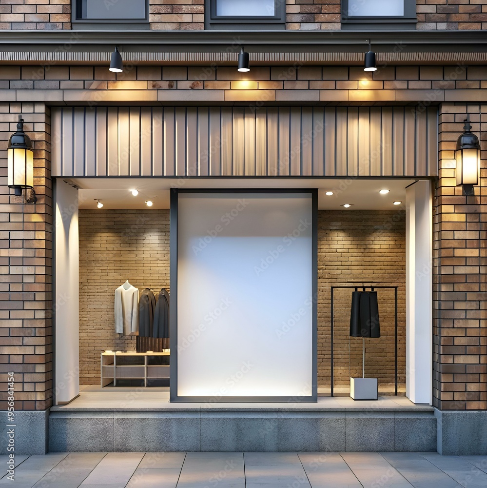 Poster empty storefront with blank windows for your design.