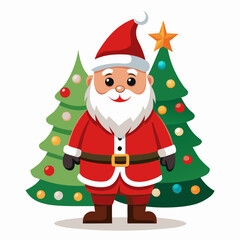 Santa Claus vector illustration of cartoon character, New Year Santa on white background