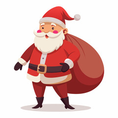 Santa Claus vector illustration of cartoon character, New Year Santa on white background