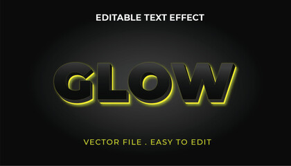 glow typography Editable text effect 3d Traditional Cartoon template style premium vector