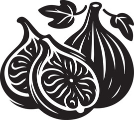 Black Fig fruit silhouette vector, Fig fruit vector illustration,