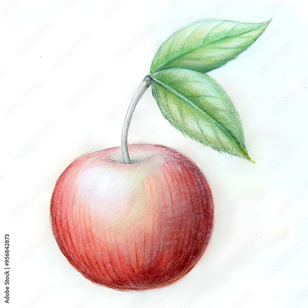 Poster a hand drawn. realistic illustration of a single cornelian cherry. perfect for adding a touch of nat