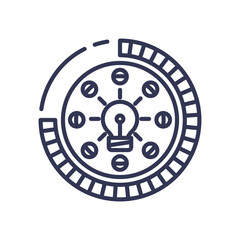 A light bulb surrounded by circular elements, symbolizing creativity and innovation.