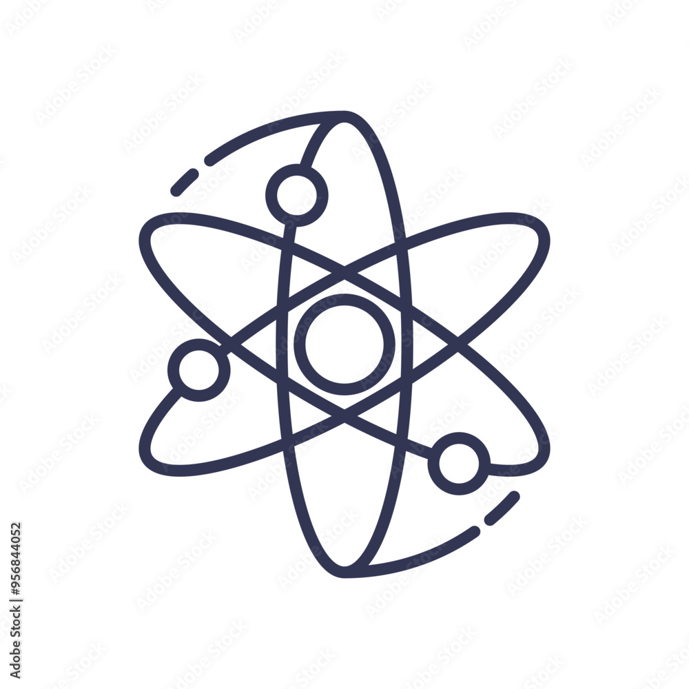 Poster an atomic model illustration representing the structure of an atom with electrons orbiting the nucle