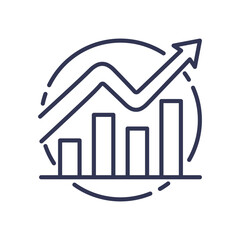 Bar chart with upward arrow symbolizing growth and performance improvement.