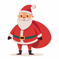 Santa Claus vector illustration of cartoon character, New Year Santa on white background