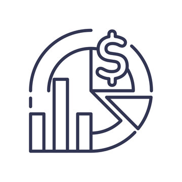 recommend clip art: Illustration of cost allocation with bar chart, pie chart, and dollar sign symbolizing financial distribution.