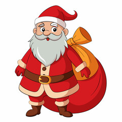 Santa Claus vector illustration of cartoon character, New Year Santa on white background