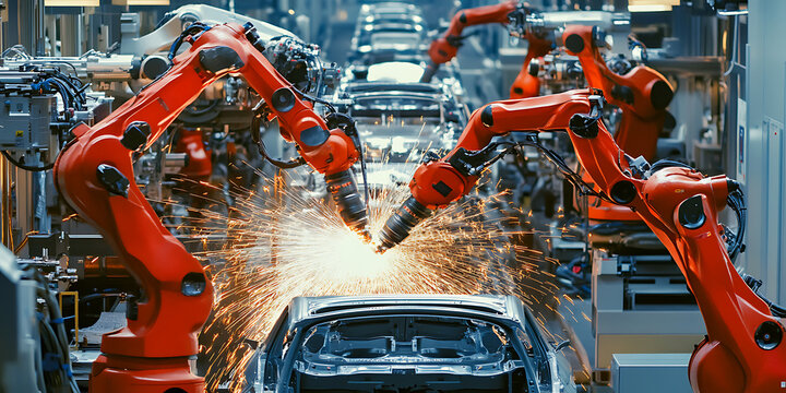 Technologie avanc&eacute;e de soudure robotis&eacute;e dans une usine automobile