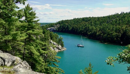 Fototapeta premium Covered Portage Cove, Georgian Bay near Killarney Ontario Canada