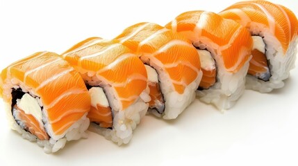 sushi perfection salmon roll isolated on white for culinary delight cut out