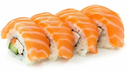 sushi perfection salmon roll isolated on white for culinary delight cut out