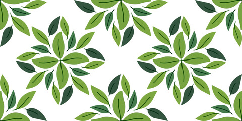 green leaves vector pattern background. Green tea leaf seamless pattern. tea leaves pattern background. seamless patterns with green leaves of tea.
