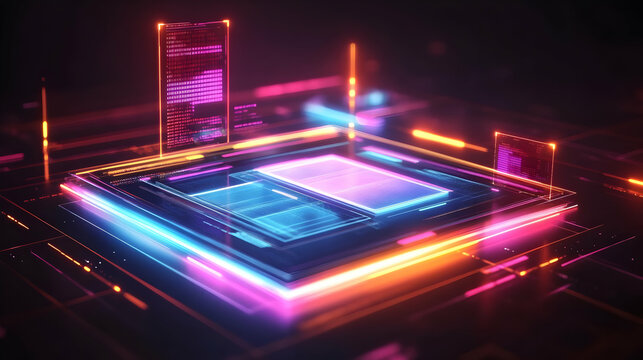 Glossy E Learning Interface concept as A glossy abstract interface design with glowing elements representing an e learning platform ideal for banners or online advertisements promoting educational ser