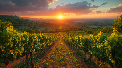 Fototapeta premium Huge grape Grape vine fields, the art of growing grapevinesrops 