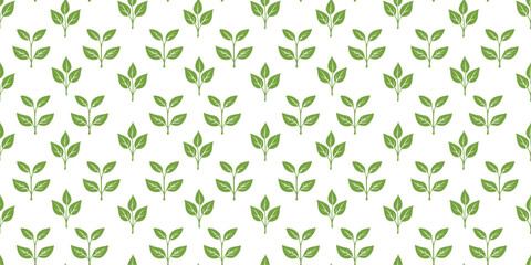 green leaves vector pattern background. Green tea leaf seamless pattern. tea leaves pattern background. seamless patterns with green leaves of tea.
