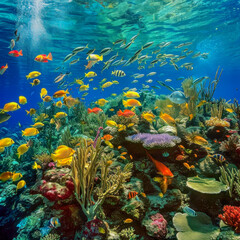 Naklejka premium Coral reef with fish