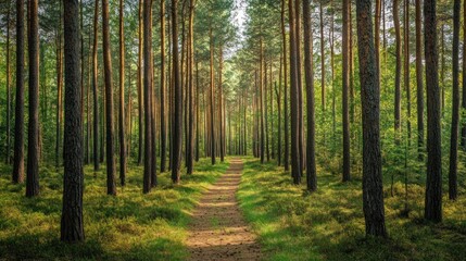 Obraz premium Pathway through the Pine Forest
