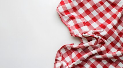 Red and White Checkered Tablecloth on a White Surface