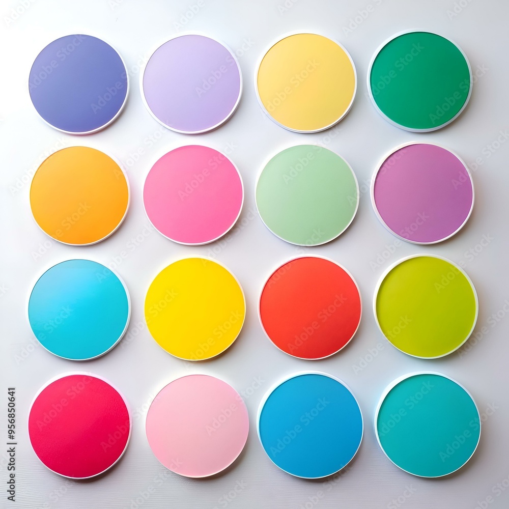 Poster a vibrant and playful arrangement of 15 colorful circles. perfect for adding a touch of joy and whim