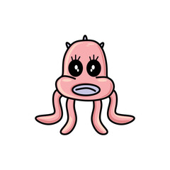 cute cartoon character pinky squid vector art or doodle
