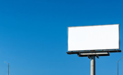 Blank Billboard with Clear Blue Sky Background. AI generated illustration