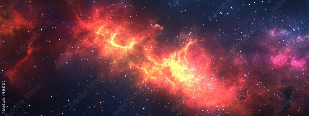 Poster 3D cartoon rendering of a nebula and star field in deep space light years away from any planet