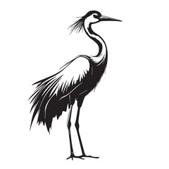 Obraz premium Crane in cartoon, doodle style . Image for t-shirt, web, mobile apps and ui. Isolated 2d vector illustration in logo, icon, sketch style, Eps 10, black and white. AI Generative