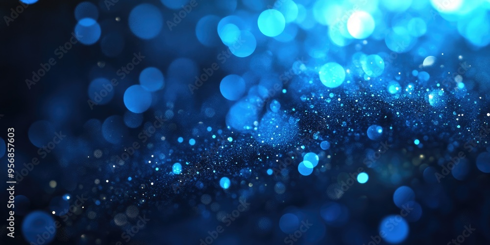 Poster Abstract blue bokeh background in 3D cartoon rendering