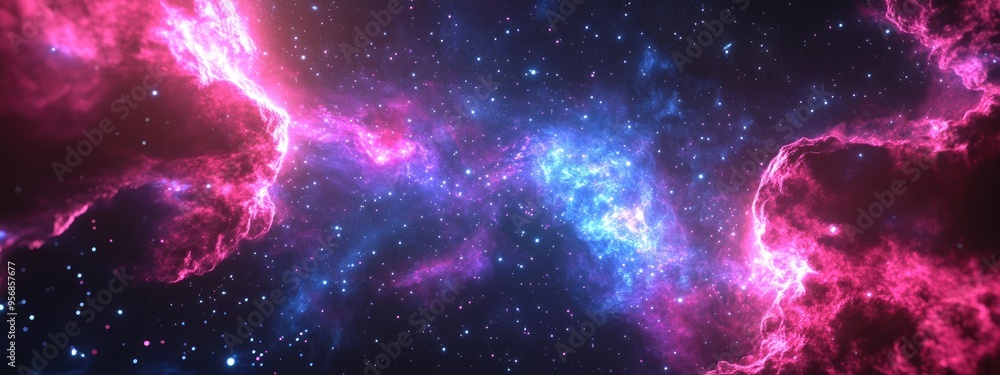 Poster Night sky Abstract background featuring a universe filled with stars nebula and galaxy in 3D cartoon rendering