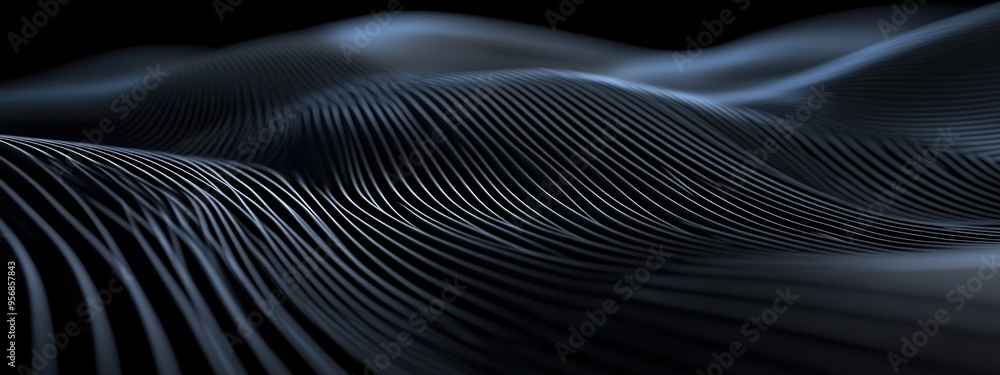Poster Abstract lines on a black background in a 3D cartoon rendering