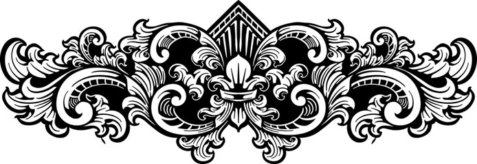 engraved ornament element design for border, editable color