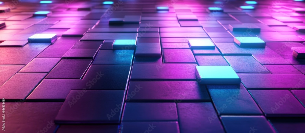 Poster 3d rendering of a futuristic tile design