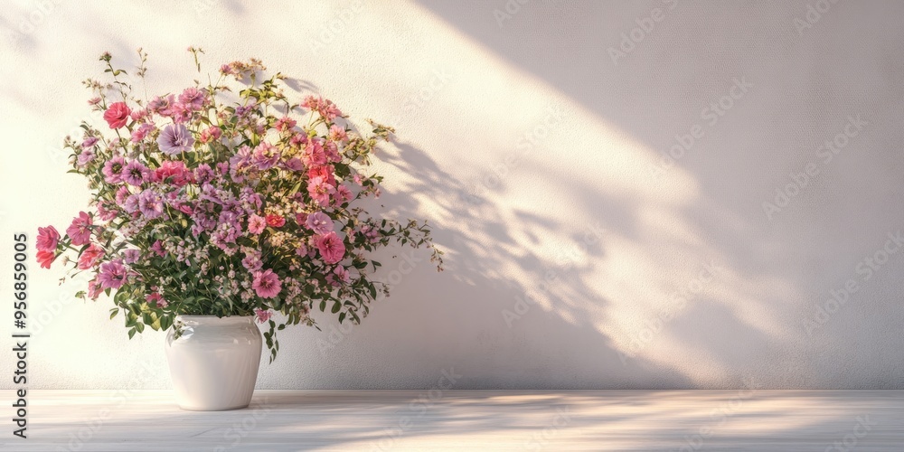 Poster 3d rendering of a frame designed for invitations or congratulatory messages featuring a bouquet of f