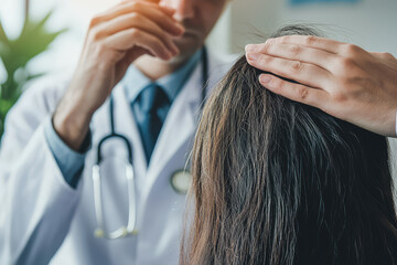 Fototapeta premium A Doctor's Gentle Touch: Discussing Hair Loss Treatment Options