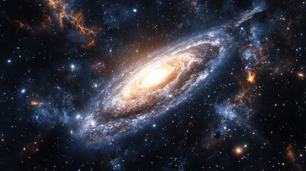 Fototapeta premium Cartoon rendering in 3D of a galaxy and starfield