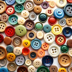 Fototapeta premium A colorful collection of buttons. featuring various shapes. sizes. and patterns. perfect for crafting. scrapbooking. and DIY projects.