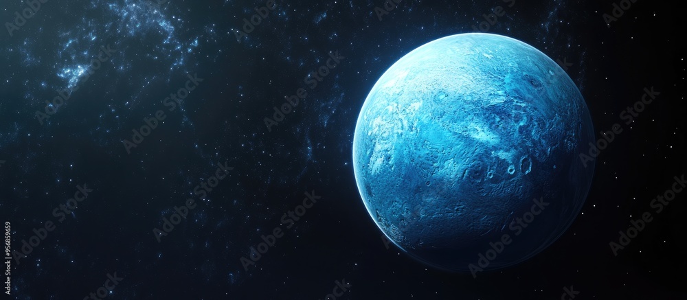 Aufkleber high resolution beautiful 3d cartoon rendering of the planet neptune showcasing its features within 