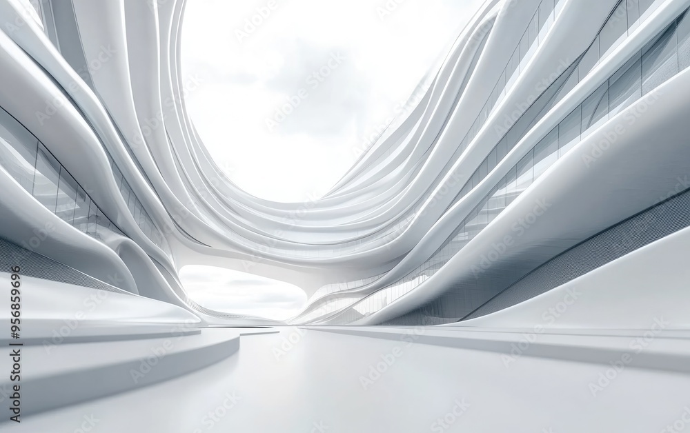 Poster abstract building concept with a white modern background in 3d rendering