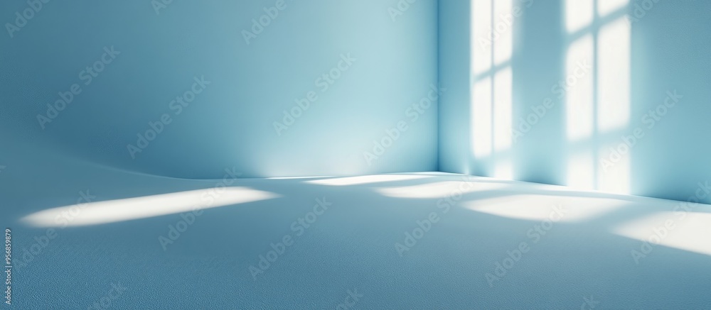 Poster 3d rendering of a minimalistic abstract light blue background suitable for product presentation feat