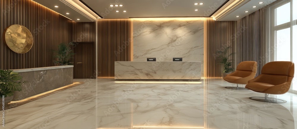 Aufkleber reception area sketch design 3d rendering