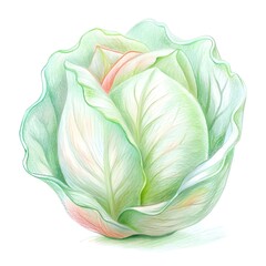 Obraz premium A hand drawn illustration of a crisp iceberg lettuce. perfect for adding a fresh and natural touch to your designs.