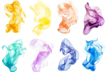 series of abstract magical auras that have their own color and shape floating on a white background.