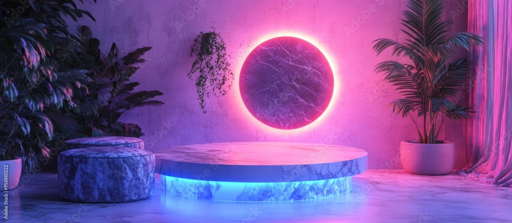 Aufkleber 3d rendering of a table and mable design in a living room setting