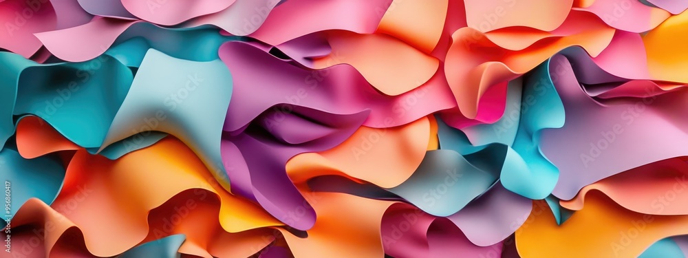 Poster 3d rendering of colorful tissue scraps